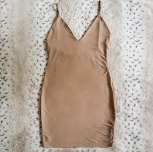 TOBI "Rock the Night Bodycon" Slip Dress in Taupe Size Small EUC
